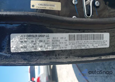 2014 Jeep Compass Altitude z USA, uszkodzony, nr VIN 1C4NJCBA3ED732293